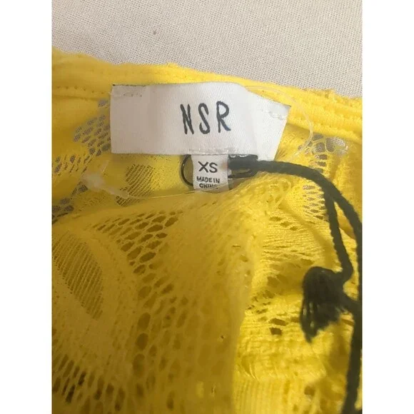 Nordstrom Yellow Floral Lace Midi Dress Short Sleeve Occasion Size XSmall - Picture 7 of 13